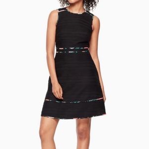 kate spade black tweed mini dress with floral piping, women’s size 2